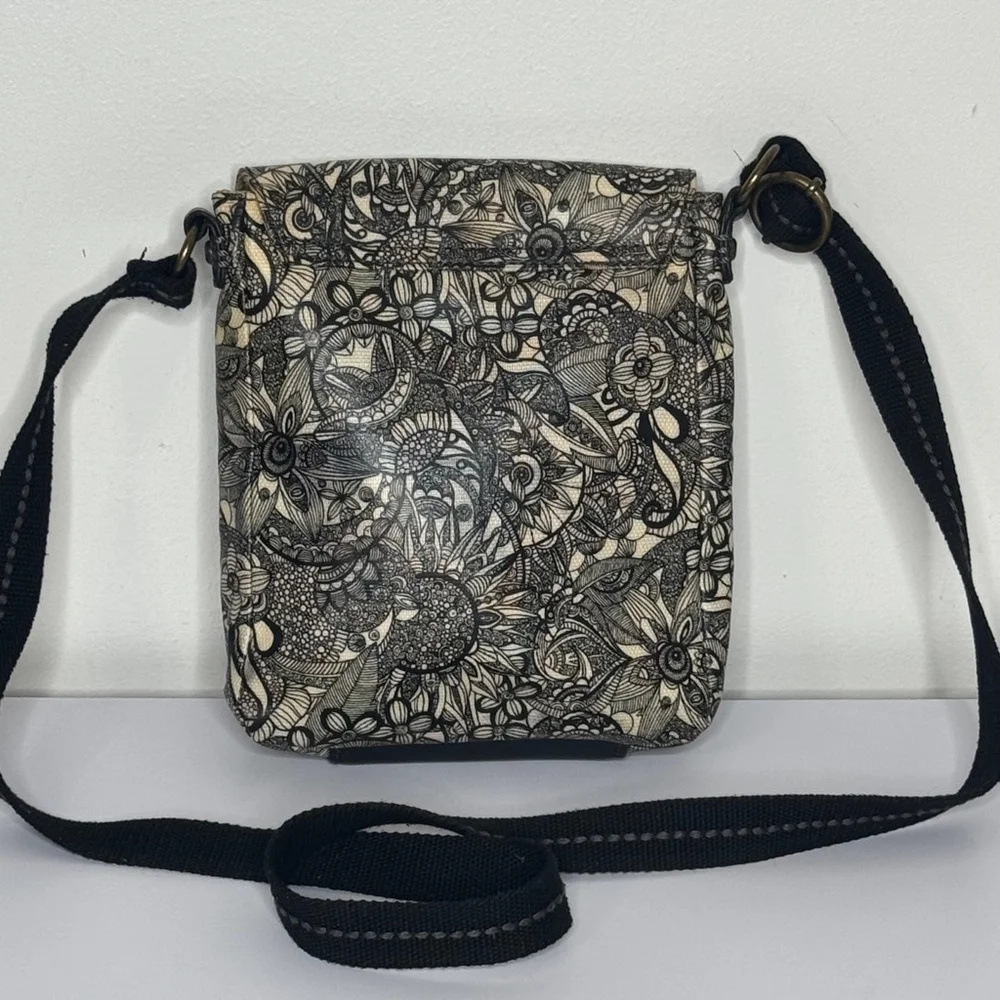 Sakroots Crossbody Black Spirit Lace Canvas Coated Bag Purse - Picture 4 of 11